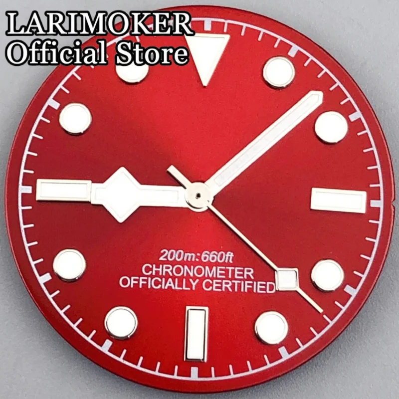 

LARIMOKER 29mm Sterile Red Sunburst Watch Dial Luminous With Snowflake Hand Set Fit NH34NH35 Mingzhu Miyota PT5000 ETA Movement