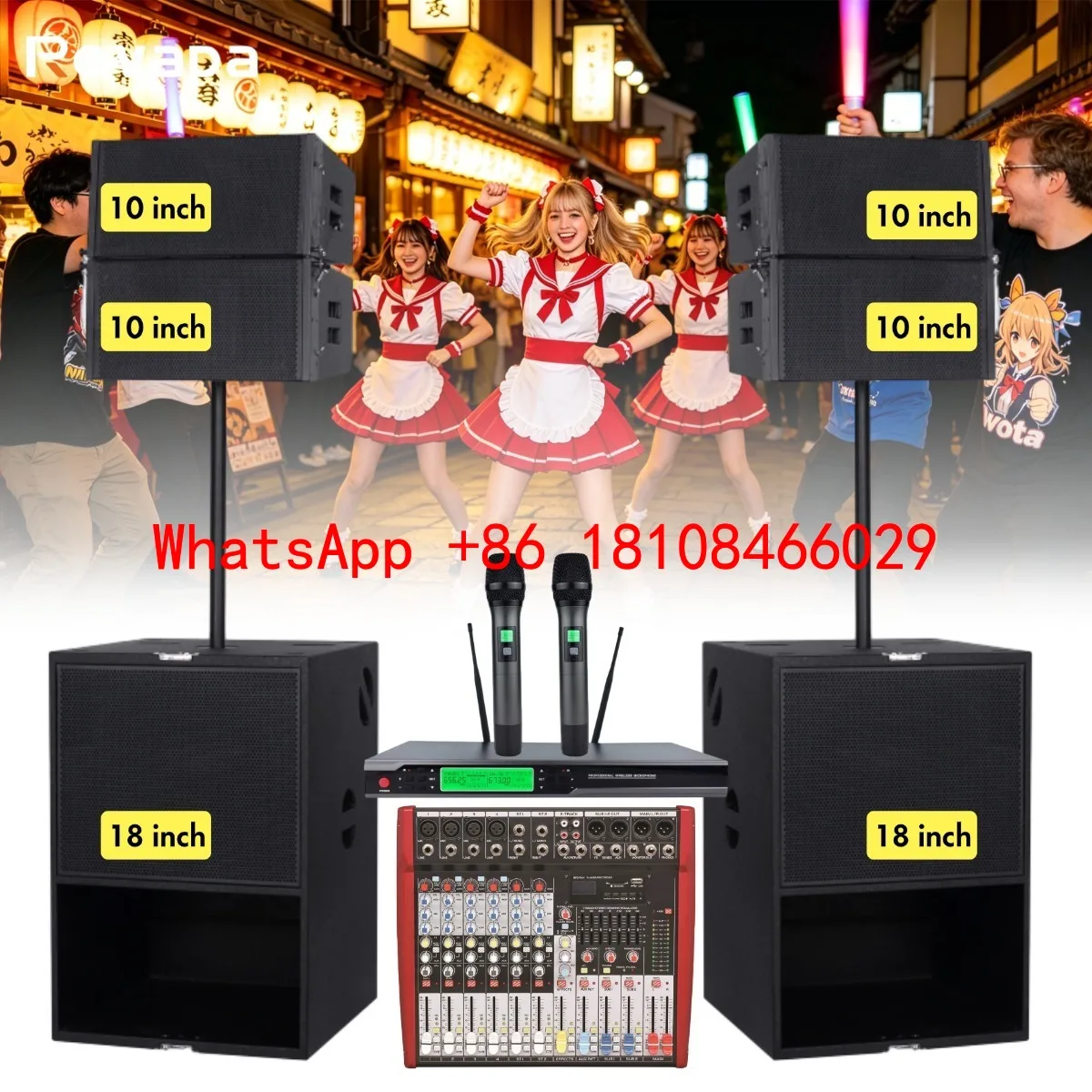 For Outdoor Event Sound System Package Wireless Mic DJ Mixer Portable Line Array Speakers Live Concert Festival Performance