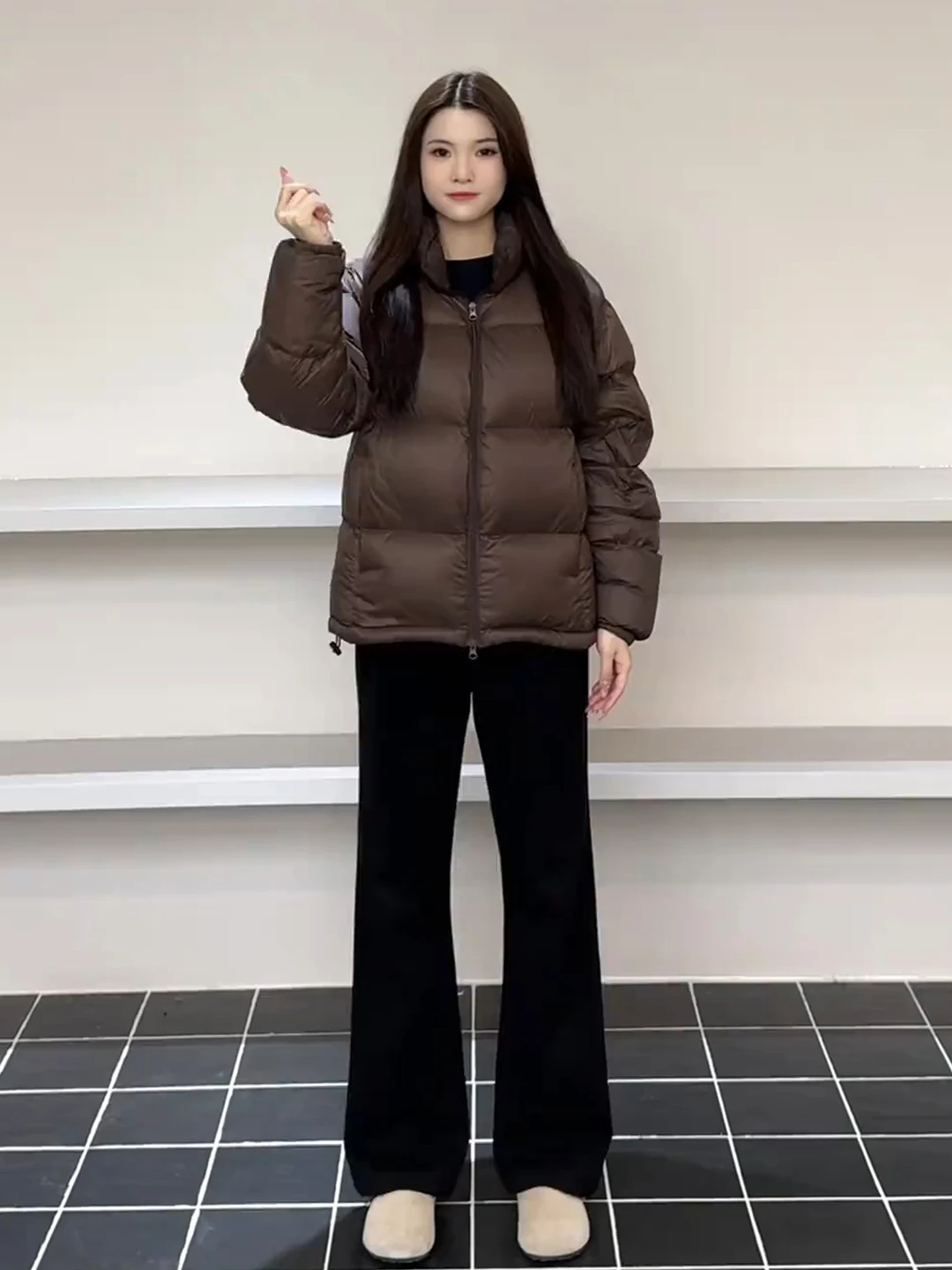 

Bla Fce Lined Micro Flared Men's Trousers Slim Fit Straight Leg Pants Youth Faion Winter Casual Pure Color Long Trousers