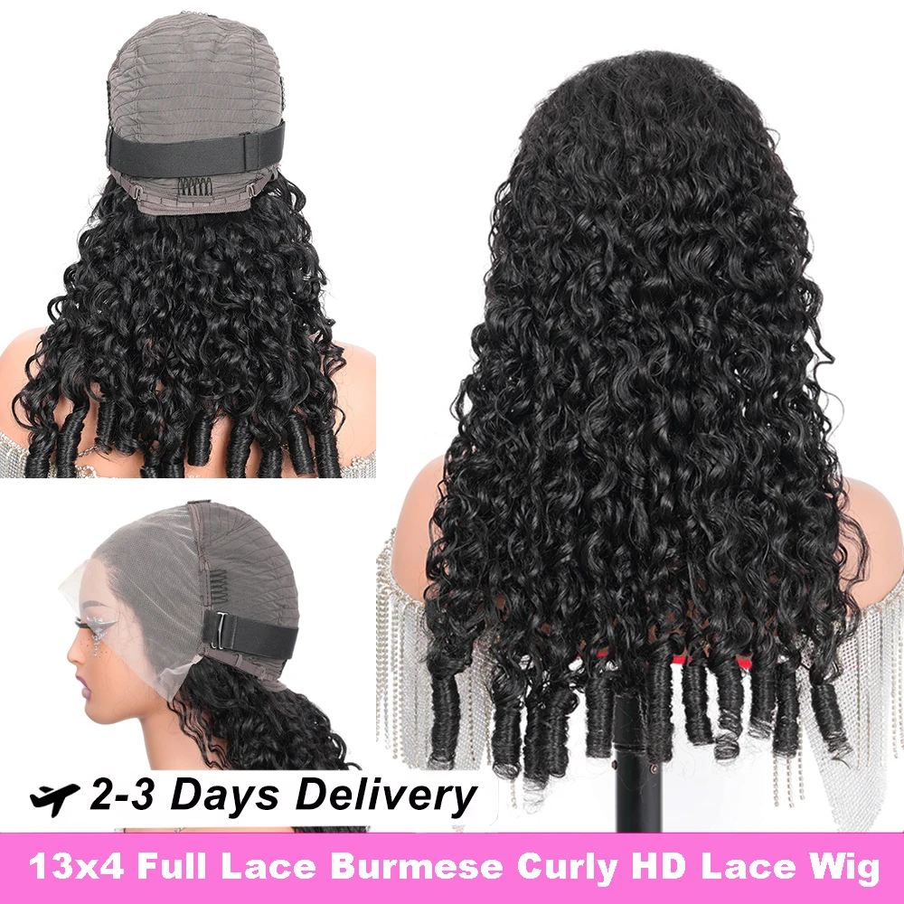 Burmese Curly Hair Wigs 36 38 Inch 13x4 HD Lace Front Human Hair Wigs Pre Plucked Deep Wave Brazilian Glueless Lace Frontal Wigs