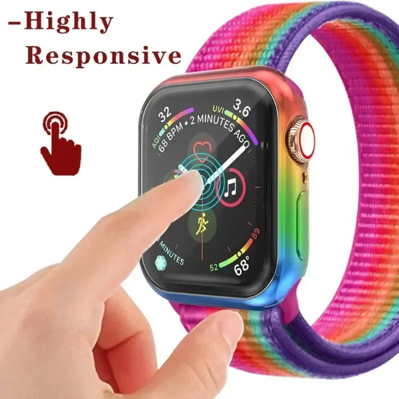 Stuk Regenboog Horloge Hoesje Voor Apple Iwatch Serie 7 6 5 4 Se 40Mm 44Mm Bumper Schermbeschermer Iwatch Serie 3 2 1 38Mm 42Mm