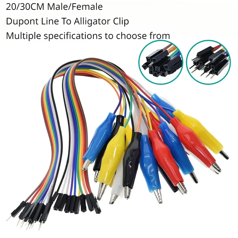 20cm 30cm 10pin Dwustronne zaciski krokodylkowe przewód skokowy męski żeński zacisk krokodylkowy przewód pomiarowy przewód połączeniowy przewód połączeniowy