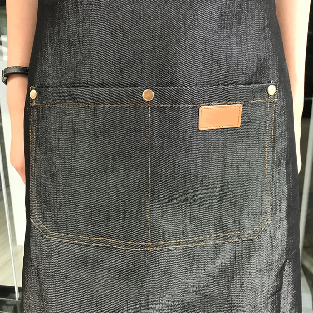 

Denim Apron Unisex Halter Neck Sleeveless Smock Professional Salon Barber Work Clothes Accessories Baking Cooking Gardening Home