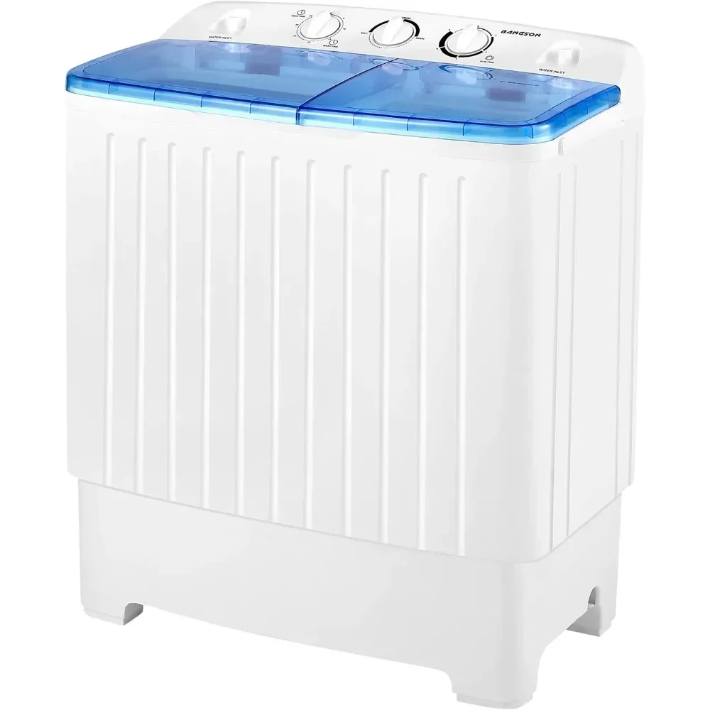 Máquina de lavar roupa portátil, mini combinação de lavadora e secadora de banheira dupla com grande capacidade de 17,6 libras, para apartamento, dormitório, RV, camping