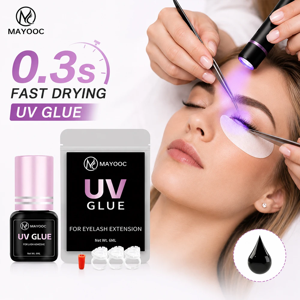 MAYOOC 0.3S UV Eyelash Glue Adhesive Eyelash Extensions Fast Drying Strong False Eye Lash Extension Glue Lasting Custom Logo
