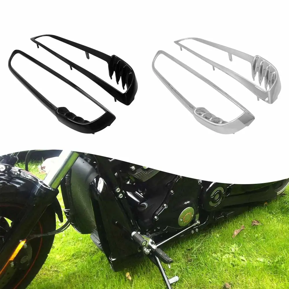Motorcycle 1 Pair Front Radiator Trim Bezels ABS Plastic For Harley-Davidson VRSCAW V-Rod 2007-2010 #66115/66116-01 Black/Chrome