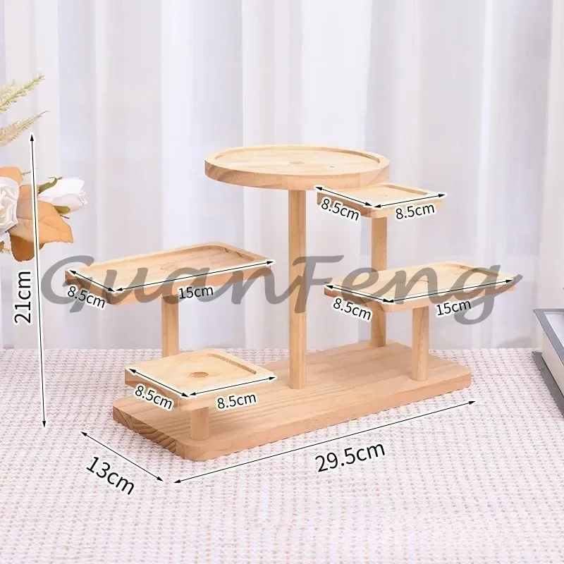 Solid Wood Multi-Layer Desktop Ladder Display Stand Multifunctional Storage Rack for Doll Figure & Home Decor Display