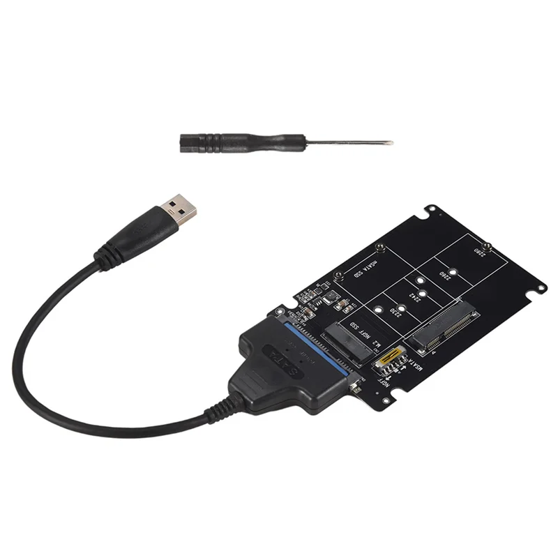 A23F-M.2 NGFF atau MSATA Ke SATA 3.0 Adaptor USB 3.0 Ke 2.5 SATA Hard Disk 2 In 1 Kartu Pembaca Konverter dengan Kabel untuk PC Laptop
