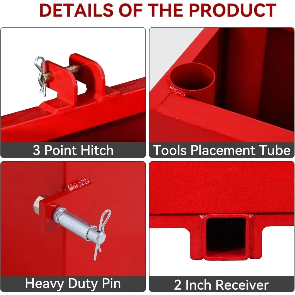 صندوق صابورة ذو وصلة 3 نقاط، صندوق صابورة جرار بوزن 800 رطل مع جهاز استقبال وصلة سريع مقاس 2 بوصة للجرارات من فئة 3 نقاط 1 #6