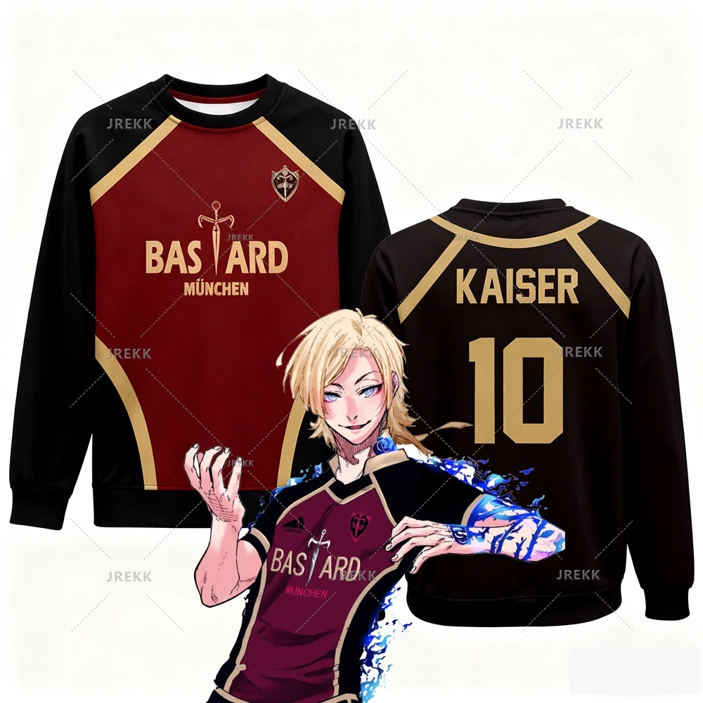 

2025 Anime Blue Lock BASTARD KAISER Jersey 3D Print Men Sports Tee Fashion Harajuku Manga Crewnecck Children Sweatshirt Y2k Tops