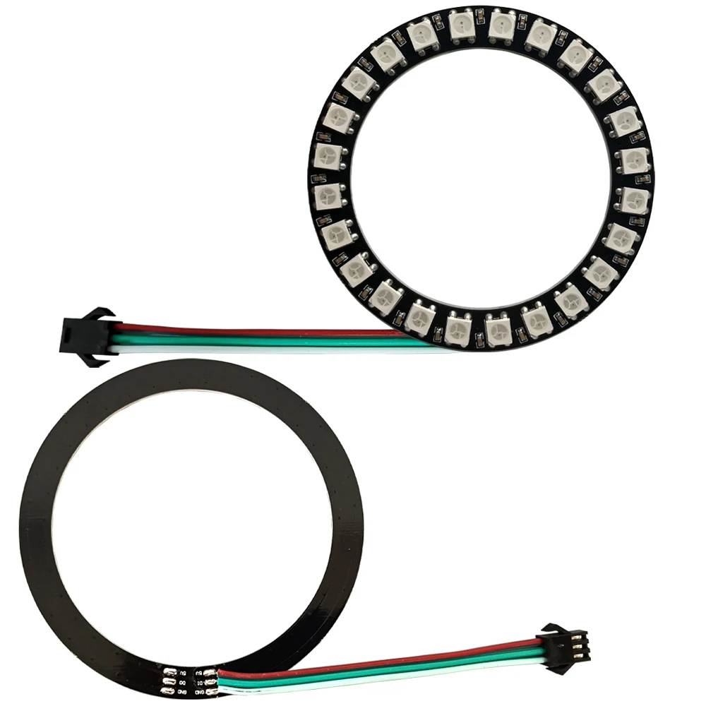 DC5V WS2812B Music Rhythm LED Ring Light Round Module 24/35/45 LEDs Individually Addressable RGB Light with SP107E Controller