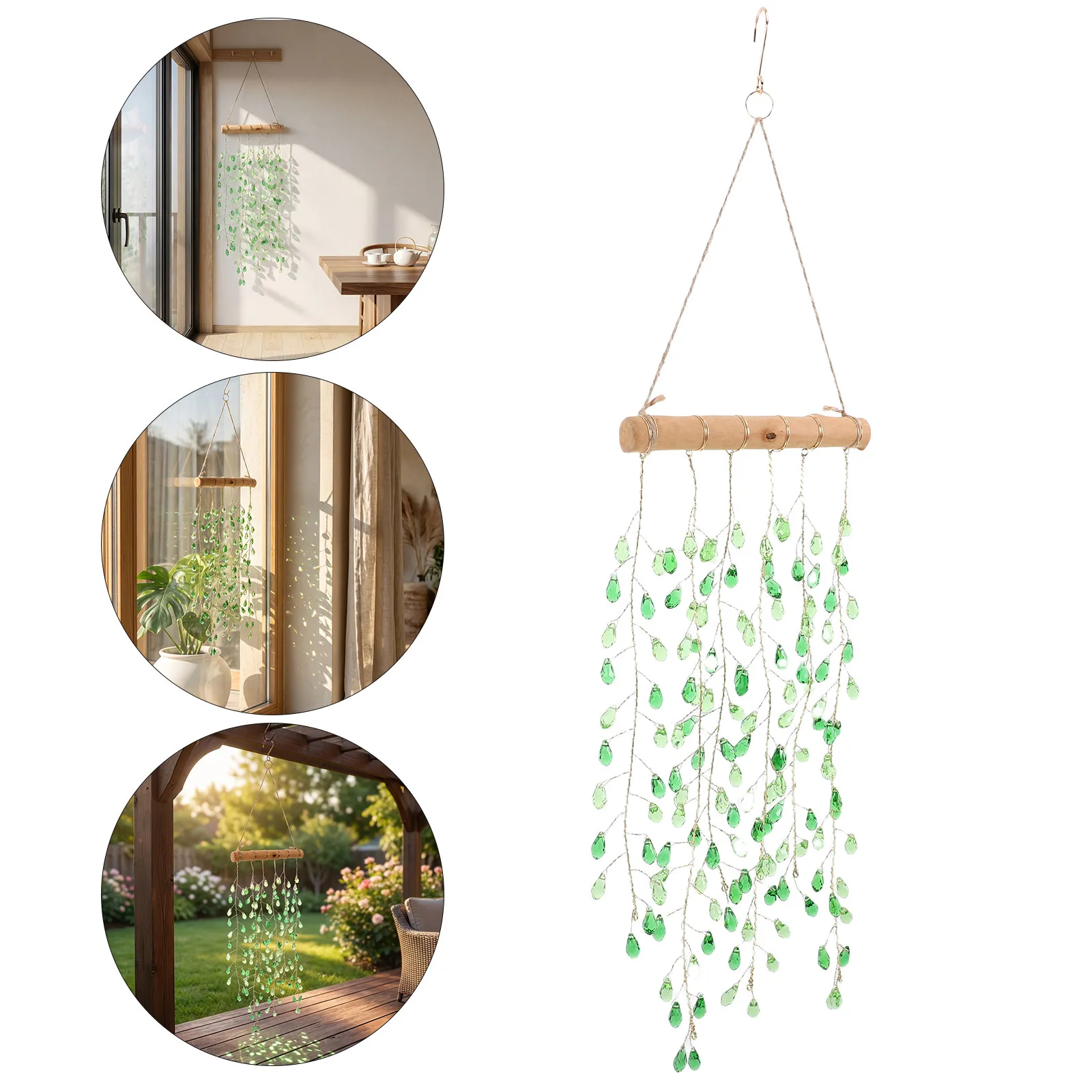 Crystal Sun Catcher Ornament Green Plant Hanging Indoor Window Decoration Garden Wedding Home Hanging Crystal Decor