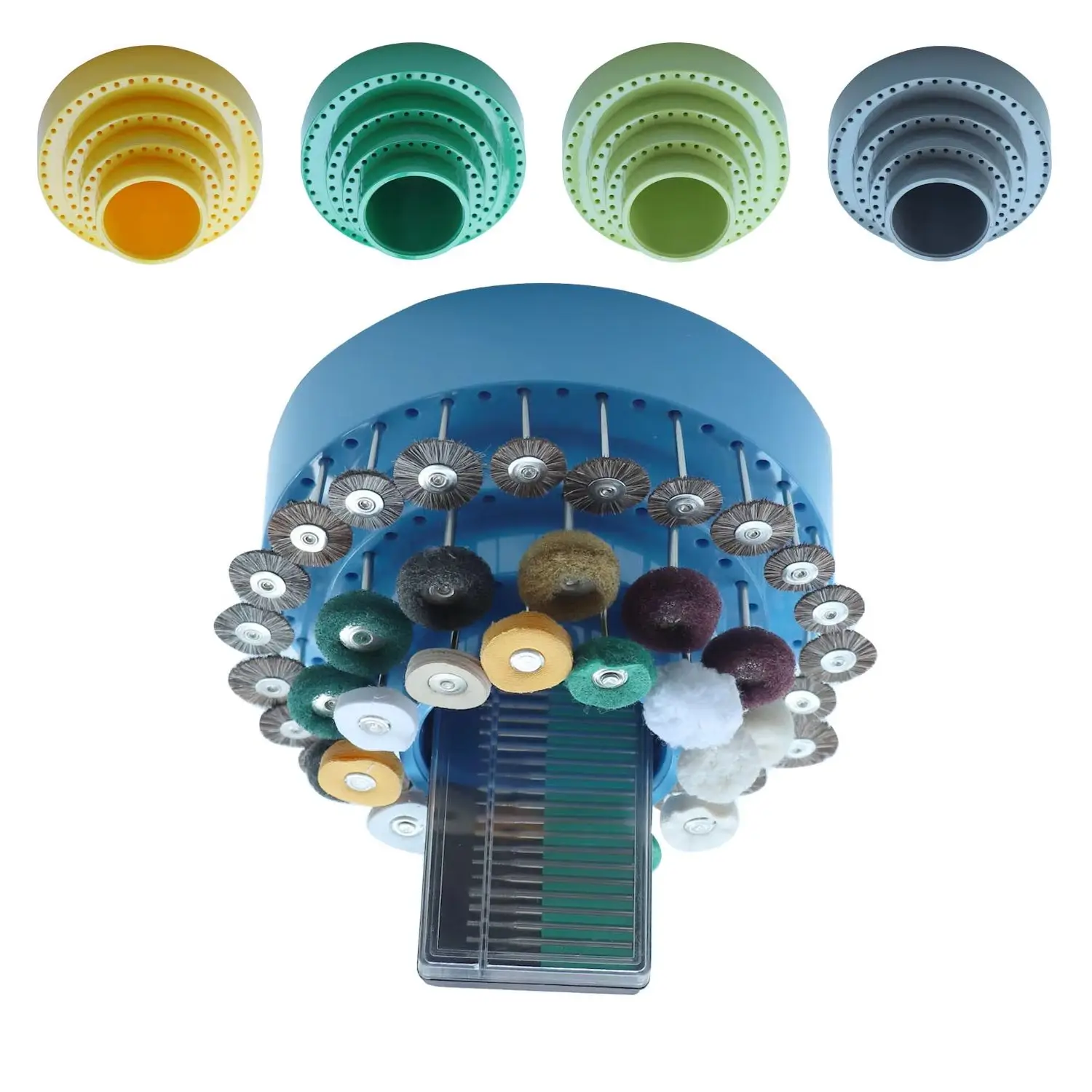 Rotary Bur Holder - 3-Layer Round Lab Drill Bit Storage Case (116 Holes) - 5 Color Options - Jewelry Making & Dental Tool