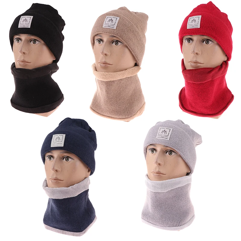 Cappello invernale per uomo donna pullover cappello sciarpa vestito più bambini berretto caldo spesso berretto berretto lavorato a maglia maschile