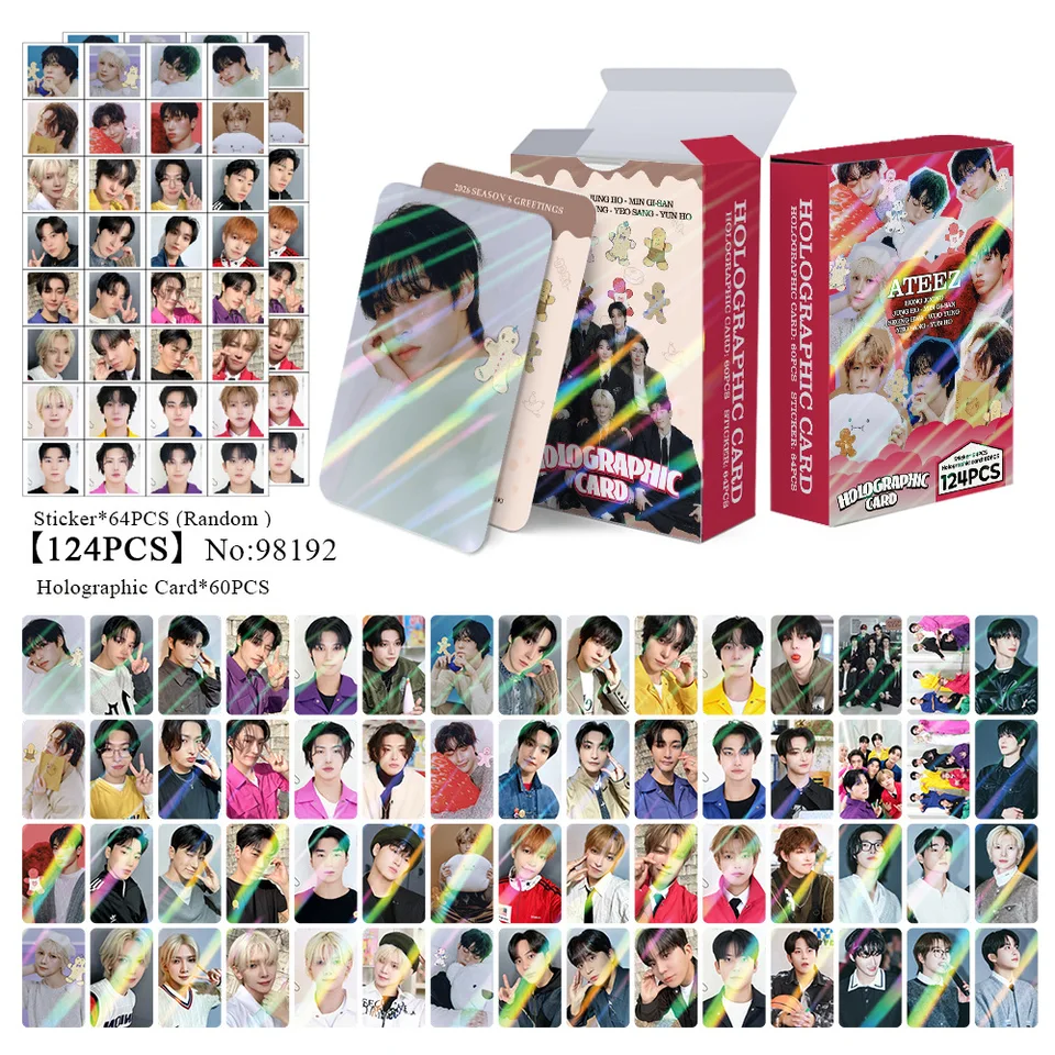 124pcs/set ATEEZ 2026 SEASON'S GREETINGS lomo Star Holographic
