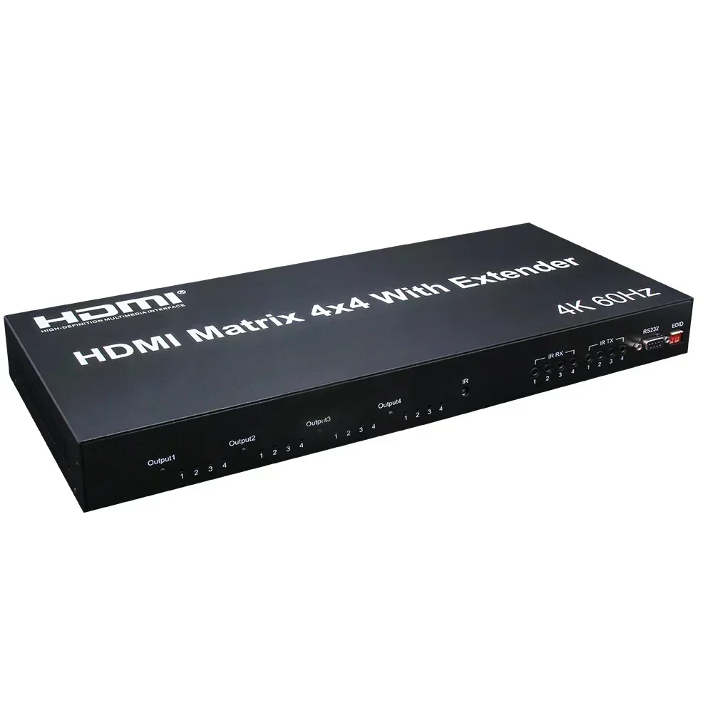 Матрица HDMI 4K, 60 Гц, 4x4 с удлинителем через Ethernet-кабель Cat5e Cat6 Rj45, видеопереключатель, разветвитель, 60 м, 120 м, приемник Rj45 опционально