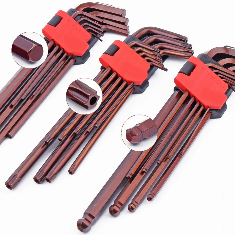 9pcs Universal Hex Key Wrench Set Long Short Arm Torx Flat Ball Double Head Spanner Set