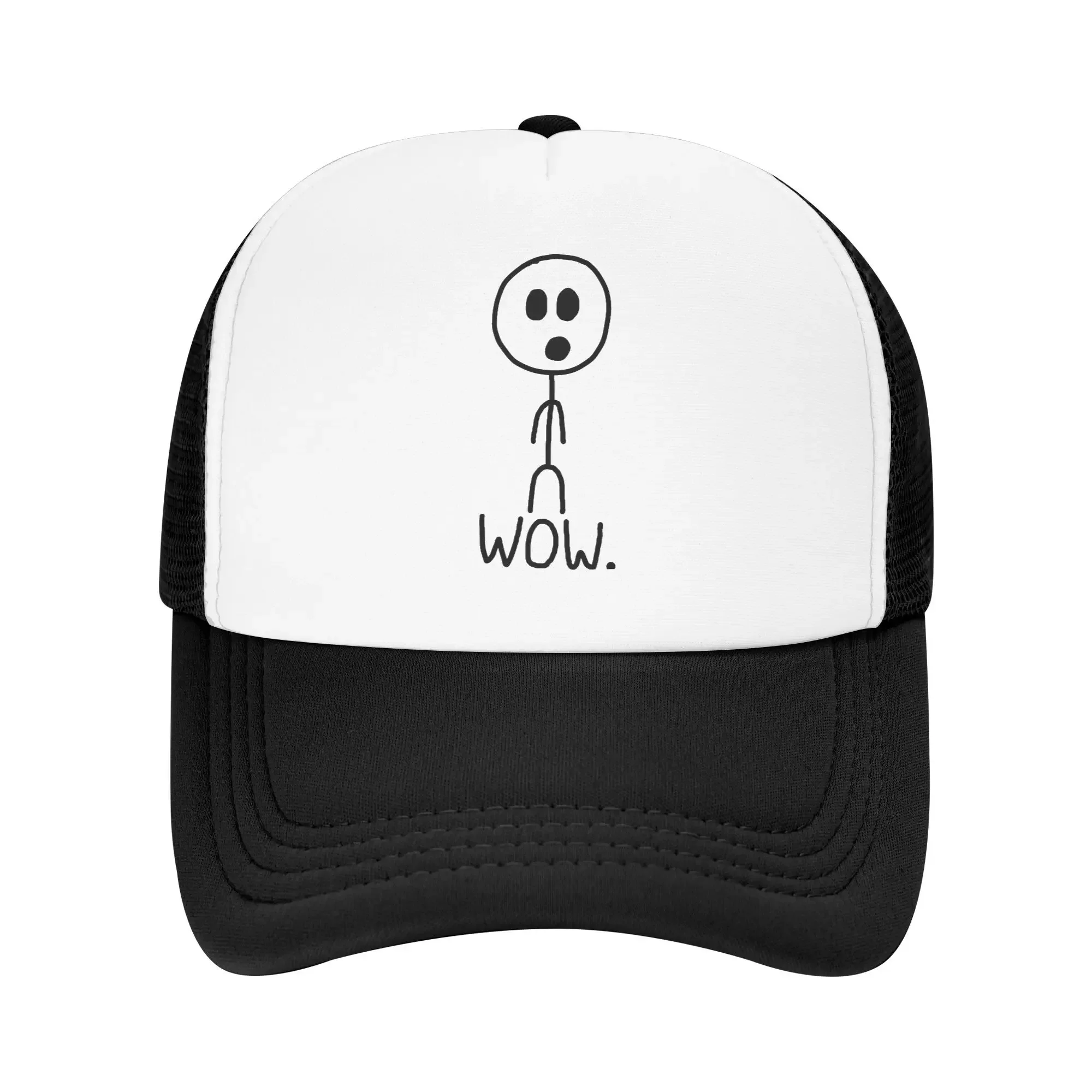Stickman Shocked Funny Wow Outfit Foam Mesh Trucker Hat Unisex Breathable Mesh-back Sun Caps Fashion Adjustbale