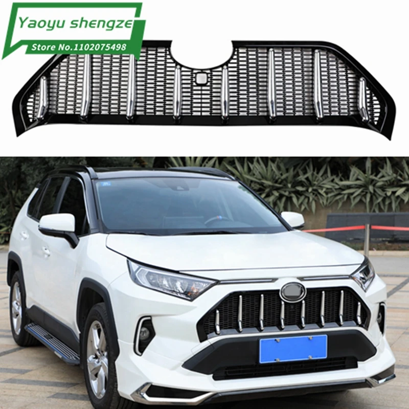 

For Toyota RAV4 2019 2020 2021 5th China open refitted Martha Black Knight mesh grille front Center Grill decoration accessories