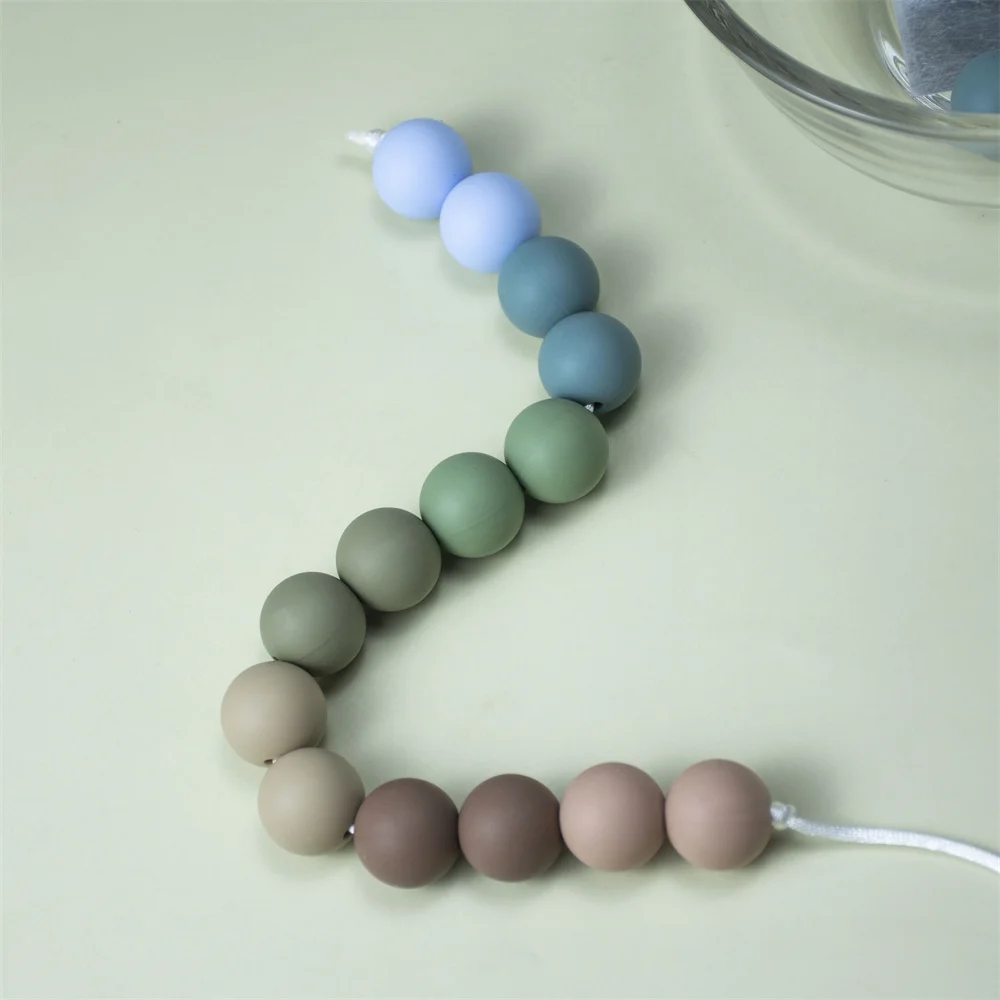 100 PCS 12-15 MM Round Silicone Beads Teething Nursing Pacifier Chain Sandy Colors Beads Food Grade BPA Free Perles Baby Teether