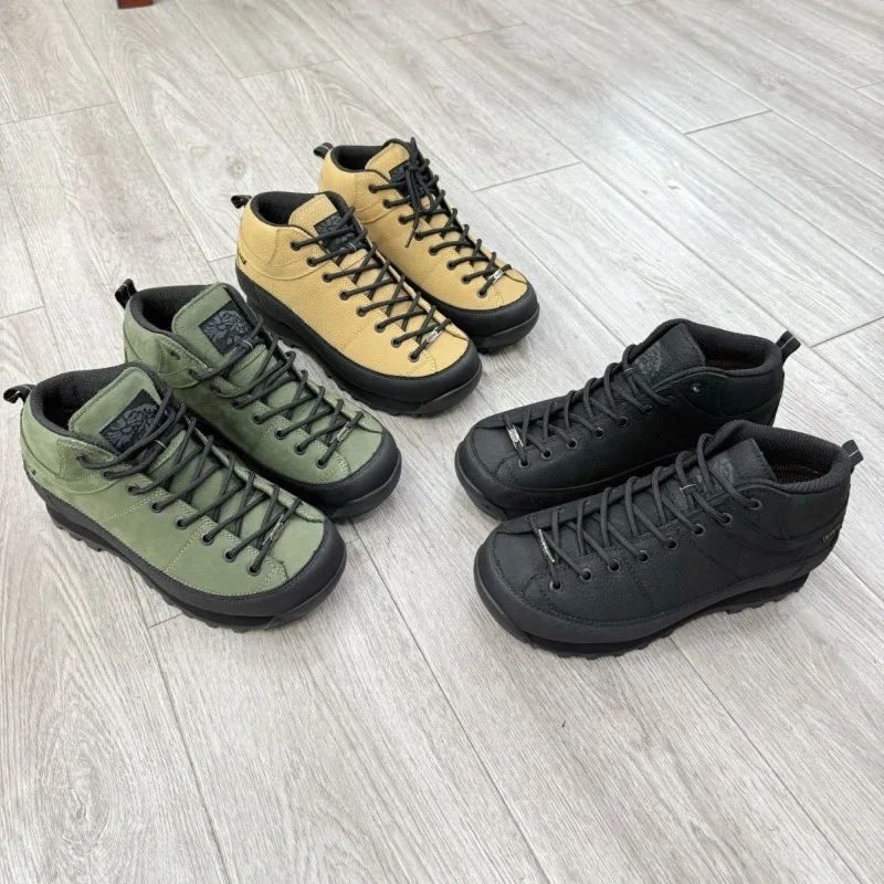 Outdoor Non-slip Wear-resistant Walking Shoes Men\'s Leather Mid-top Sports Shoes Lightweight Comfortable Mountaineering Shoes