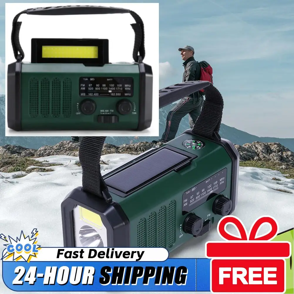 

Multifunctional Portable Radio Hand Crank Solar Power FM AM WB NOAA Weather Radio Emergency LED Lighting Flashlight Power Bank