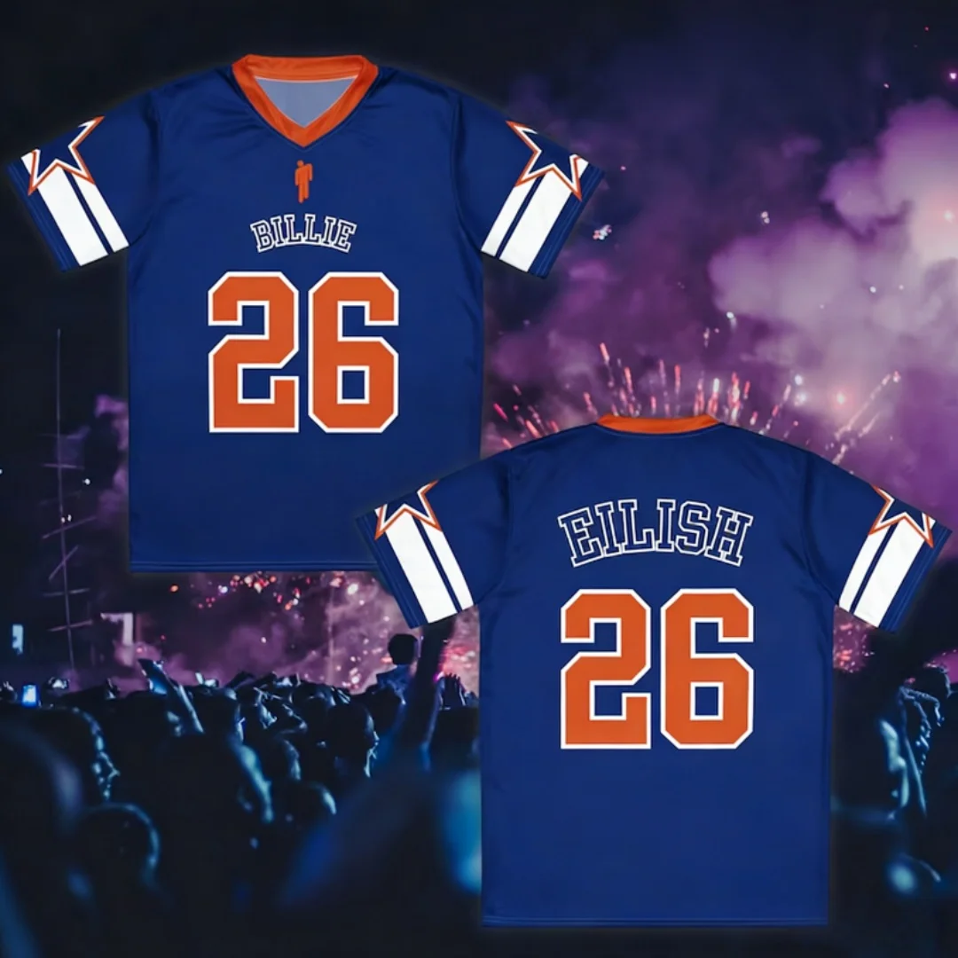 2026 New Billie Eilish Concert Special Edition Jersey T-shirt, USA Street Hip Hop Fashion T-shirt, Men_Women Family Kids Tees
