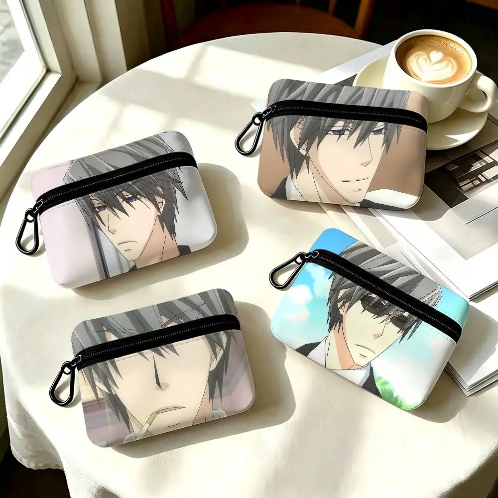 1pc Akihiko Usami Anime Characters Coin Purse With Carabiner Hook Portable Key Card Wallet Small Zipper Storage Pouch