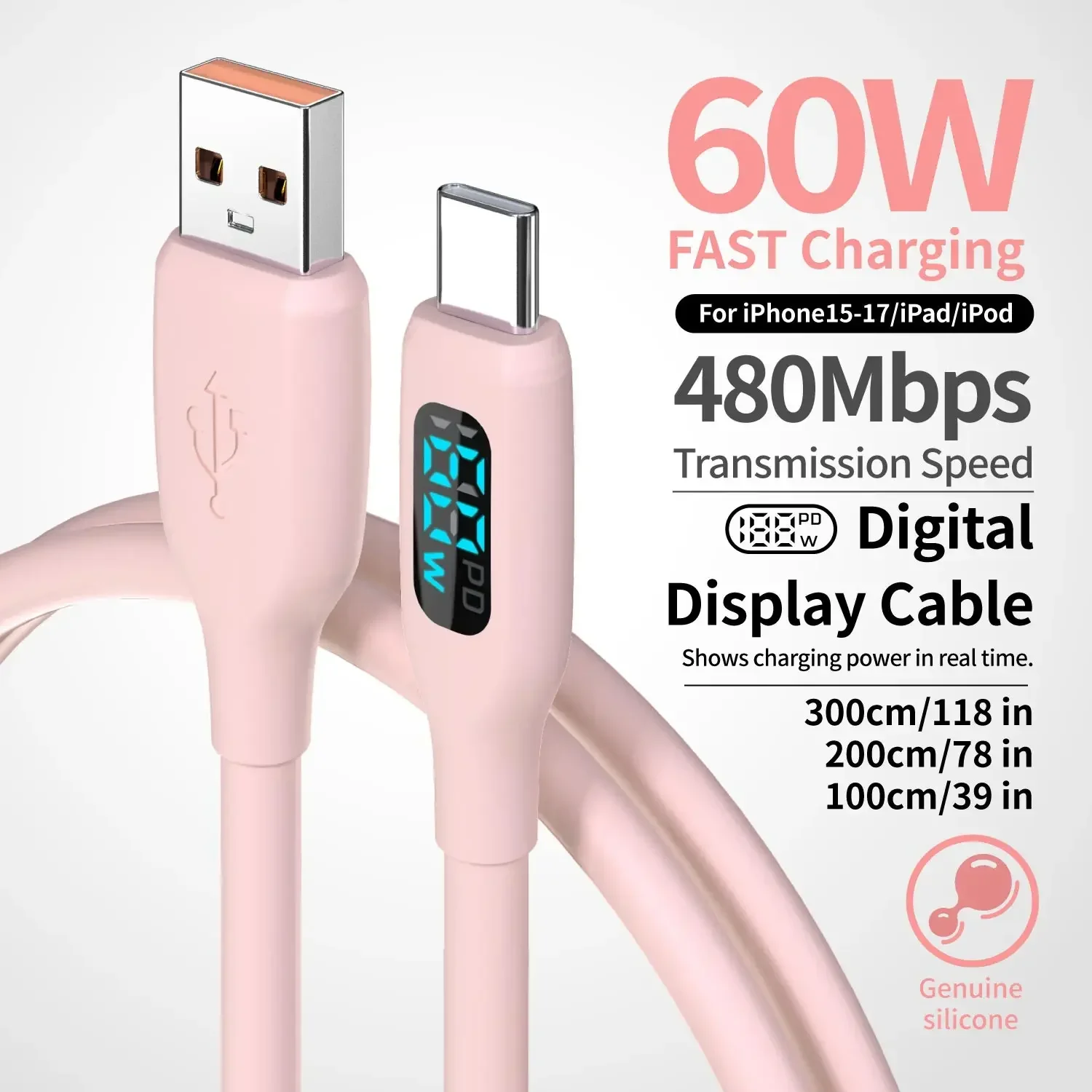 USB A USB C Cable Fast Charging, Type C Charger Cable For iPhone 17 Pro Max Samsung S25 24 Huawei Xiaomi Pixel Android [2Pack]