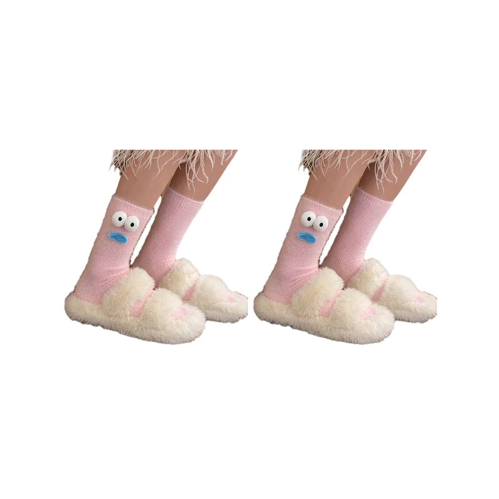 Funny Sausage Mouth, Big Eyes and Pile of Socks Three-Color Set (1 pair each of pink/black/white)