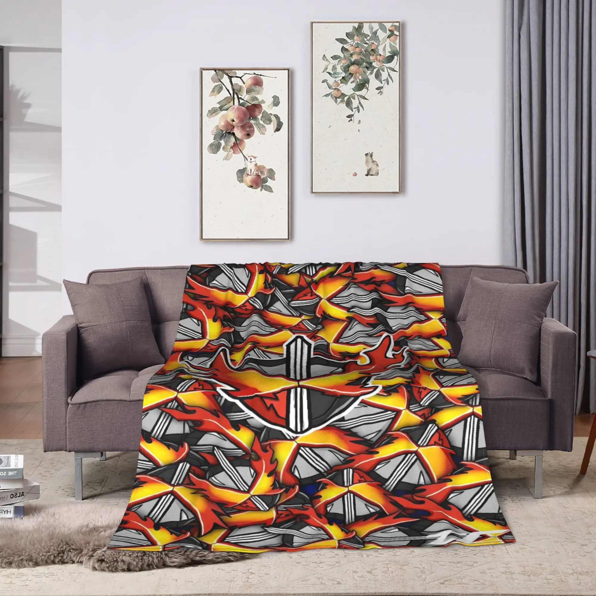 Warm Orange Chaos Kamen Rider Flannel Blanket  Soft Warm Throw Blanket for Home Decor Travel Print Bedspread Sofa Bed Cover