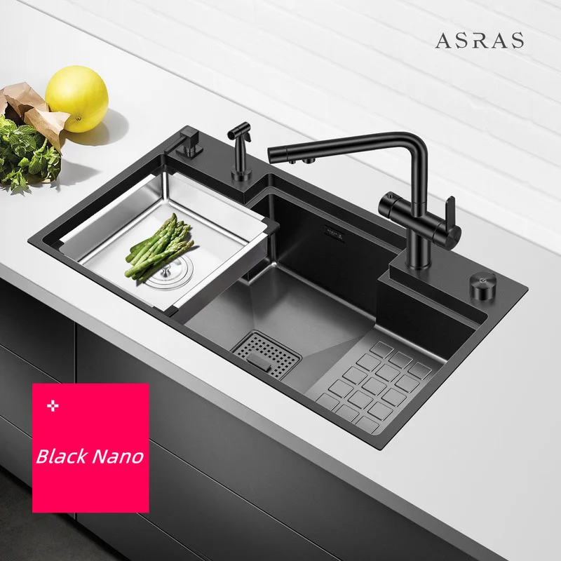 Imagem -02 - Grande Handmade Kitchen Único Pias 304 Nanômetro de Aço Inoxidável Black Step Sink mm Espessura 8347nj Tamanho