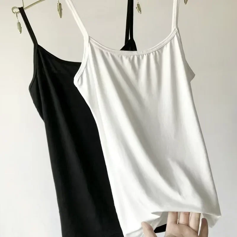 Women Camisoles Summer Girl Sexy Strap Cotton Sleeveless Thin Camisole Vest Solid Top Simple Base Vest Tops Female Undies