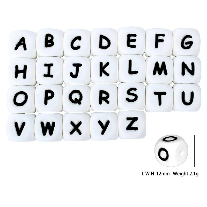 26PCS Silicone Letters Beads Baby Bracelet Toy DIY String Pen Beads Nipple Chain Jewelry Accessories Kawai Gifts