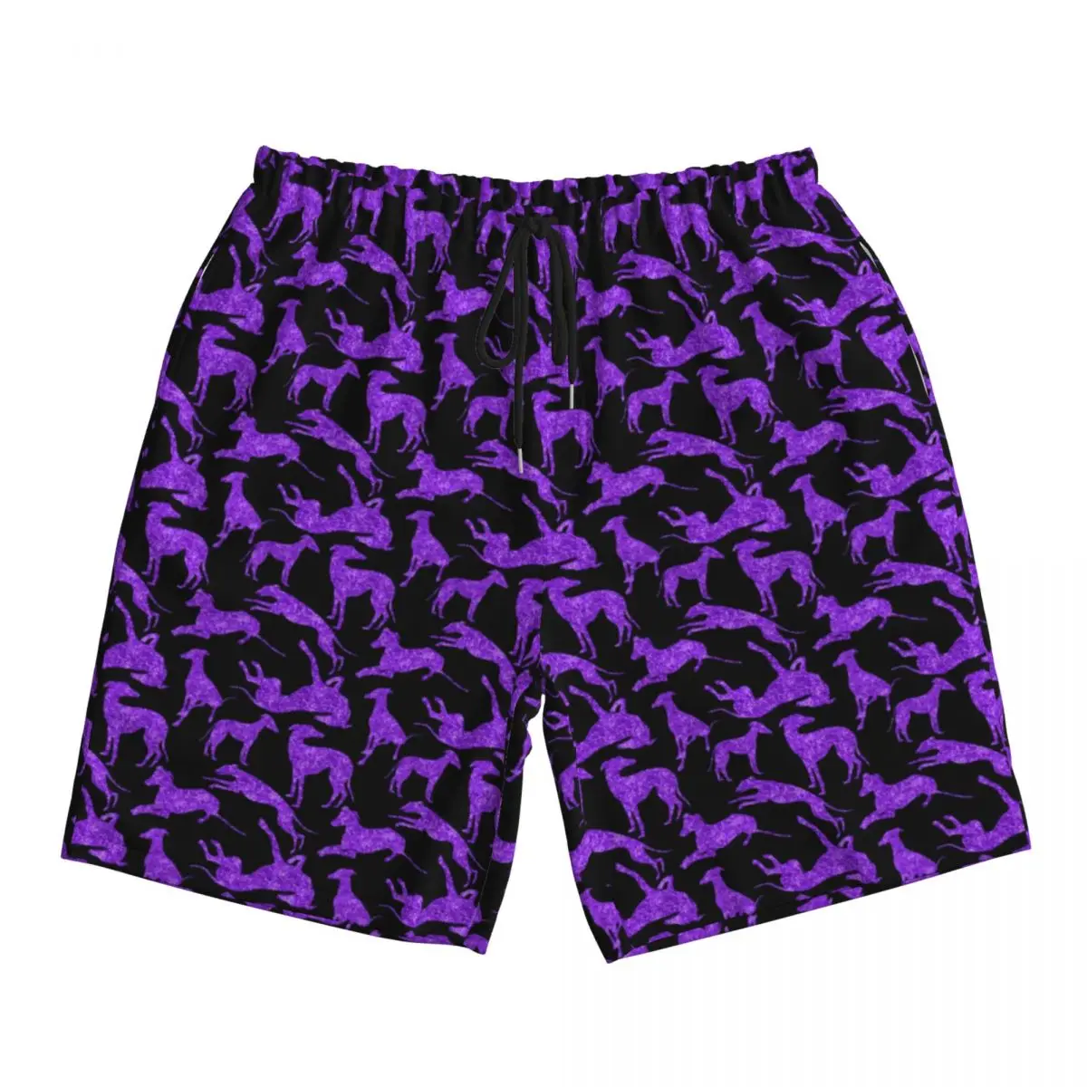 Purple Animal Silhouette Board Shorts Summer Greyhounds Print Hawaii Beach Short Pants Men Running Surf Comfortable Beach Trunks