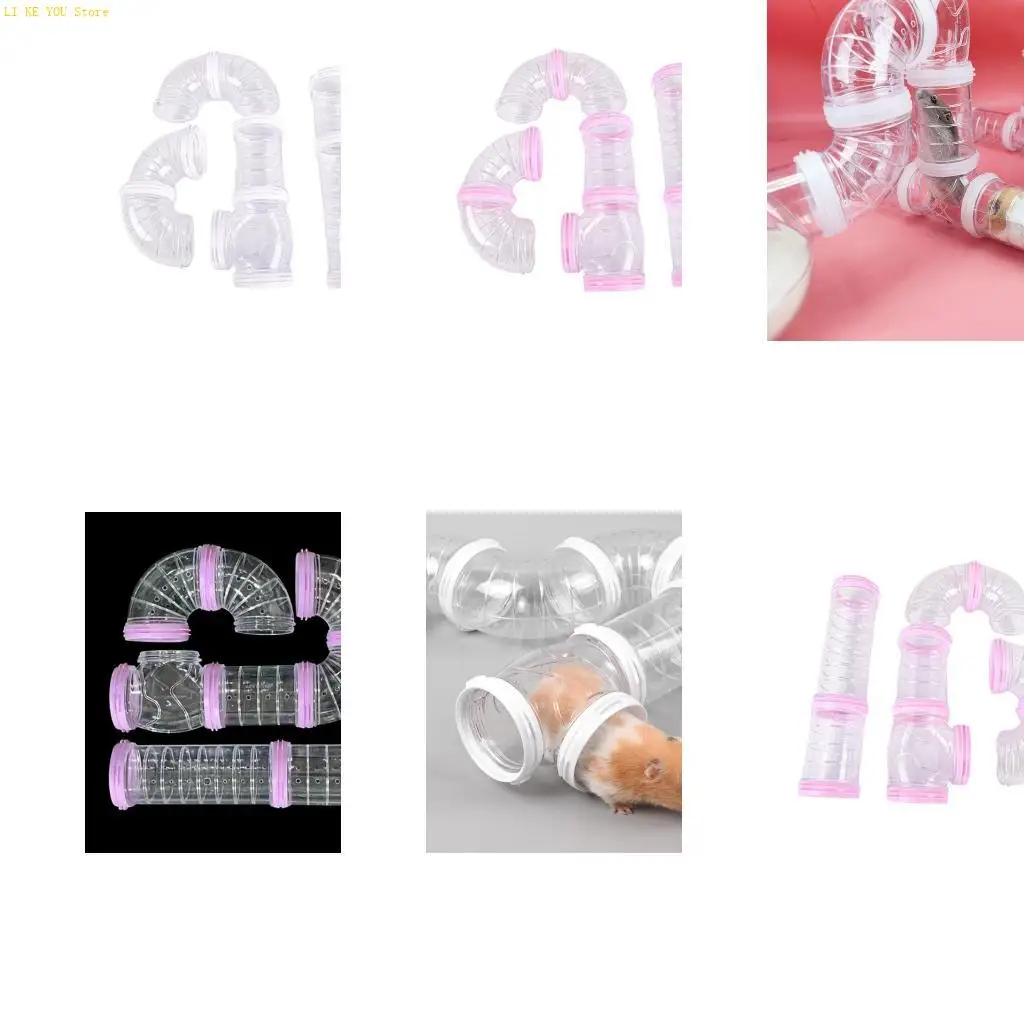 W3JE Gerbil Tunnel DIY Clear Tube Assemble DIY Tunnel Suitable for Clear Tunnel for Hamster Cage Mouse Acessories