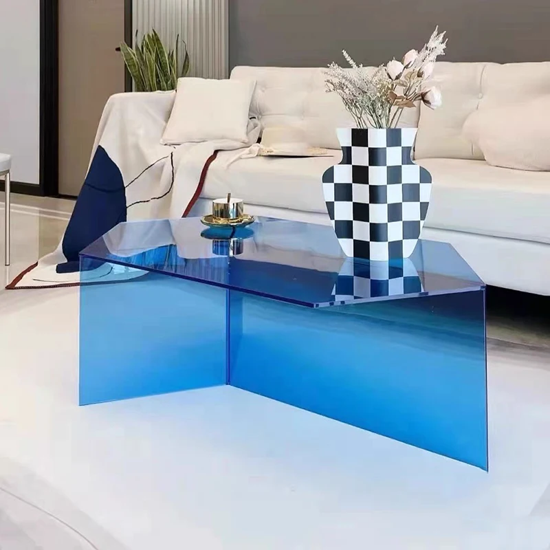Table Basse Moderne en Acrylique, Design Artistique, Irrégulière, Transparente, Meuble de Luxe, Minimiliste, pour Salon
