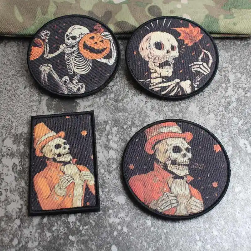 Pumpkin Night Halloween Embroidery Patch Printing Victoria Autumn Skull Tactics Badge DIY Appliques Outdoor Armband Decoration