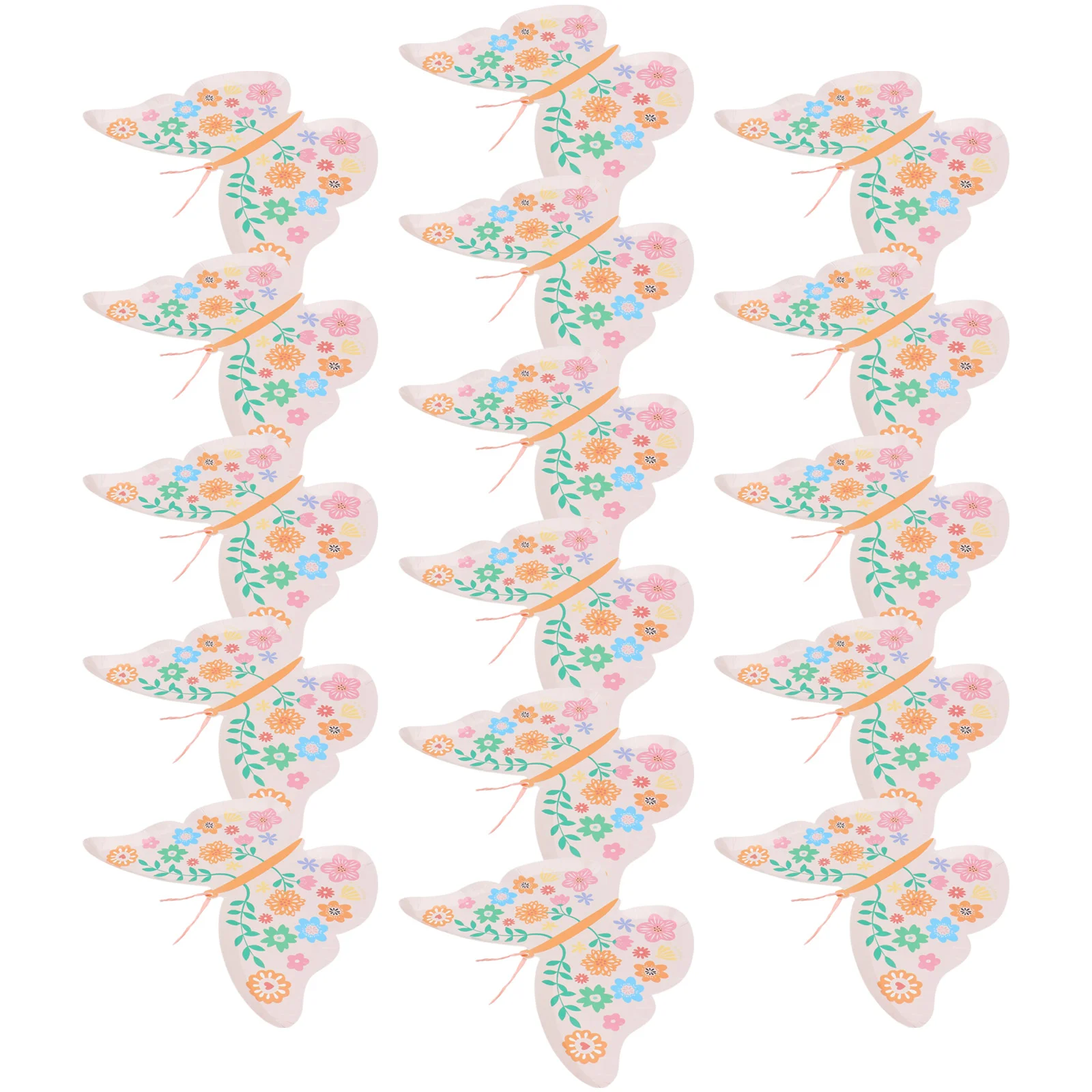 16pcs Paper Dinner Dishes Butterflies Pattern Party Disposable Paper Plates