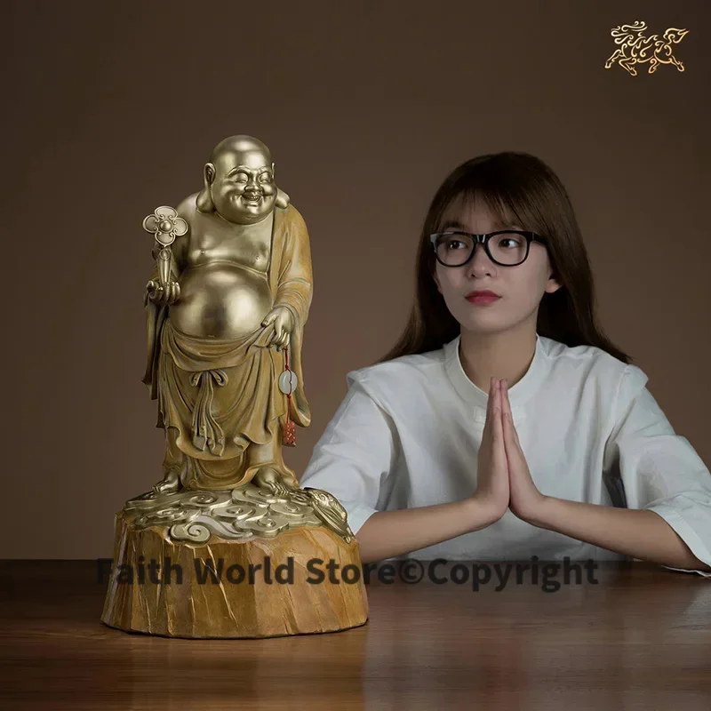 

high grade Maitreya God of wealth buddha statue HOME SHOP Company Efficacious Talisman Money Drawing Bronze Sculpture art