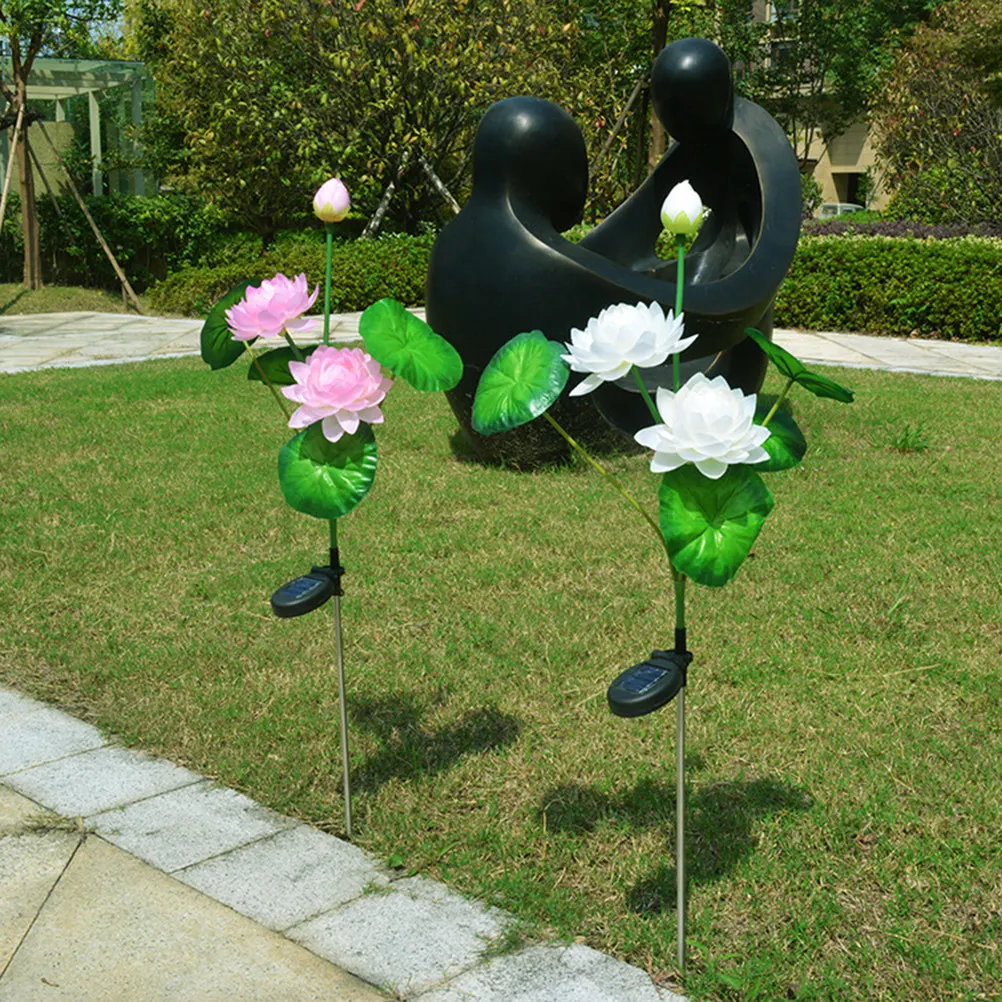 Outdoor Decor Flower Lights Decorative Lamp Solar Lotus Landscape Garden Lawn Stake Night