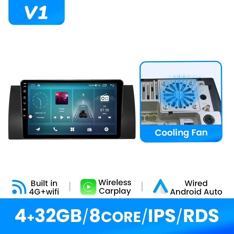 8GB 128GB Draadloze Carplay Android 12 AI Voice Autoradio Multimedia Voor BMW 5 E39 1995-2003 E53 X5 M5 GPS Navigatie Wifi RDS