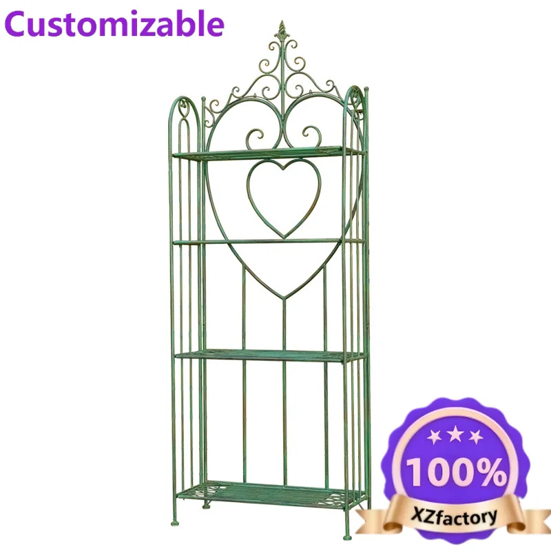 Factory Direct 2026 Retro wrought iron flower stand, courtyard balcony, multi-layer shelf, garden plant flower pot display rack