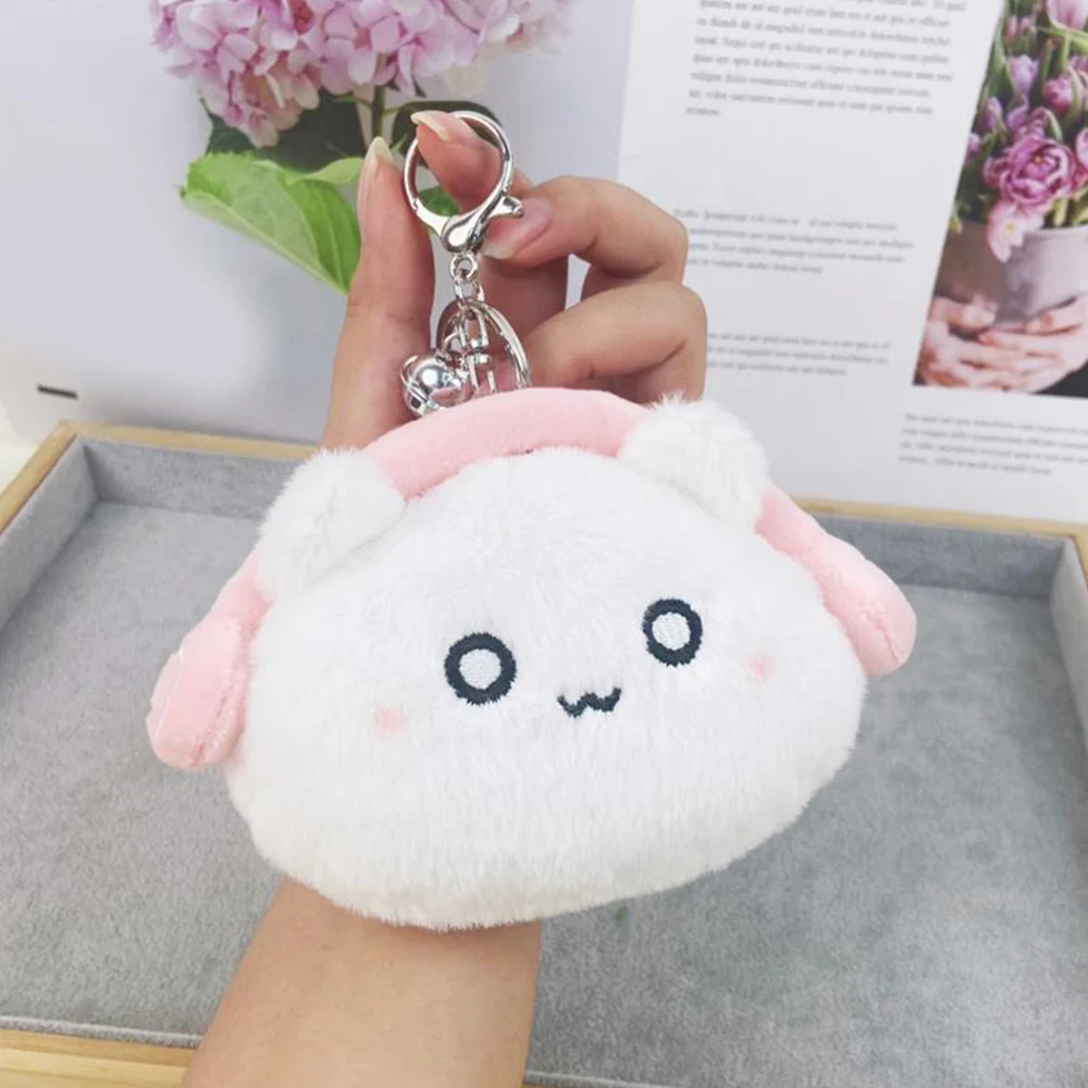 

Cute Plush Cat Coin Purse Zipper Purse with Keychain Small Headphone Lipstick Bag Mini Wallet Money Bag Kids Gift