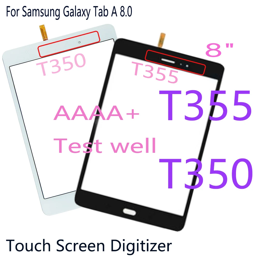 AAA + telah diuji 8 inci untuk Samsung Galaxy Tab A 8.0 T355 T350 SM-T355 SM-T350 layar sentuh Sensor Digitizer Panel kaca