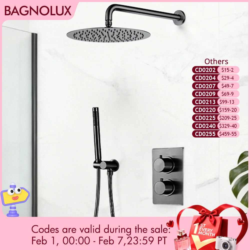 

8-12-дюймовый скрытый термостатический душ, встраиваемый ящик, кран для ванной комнаты, набор горячей и холодной душевой системы