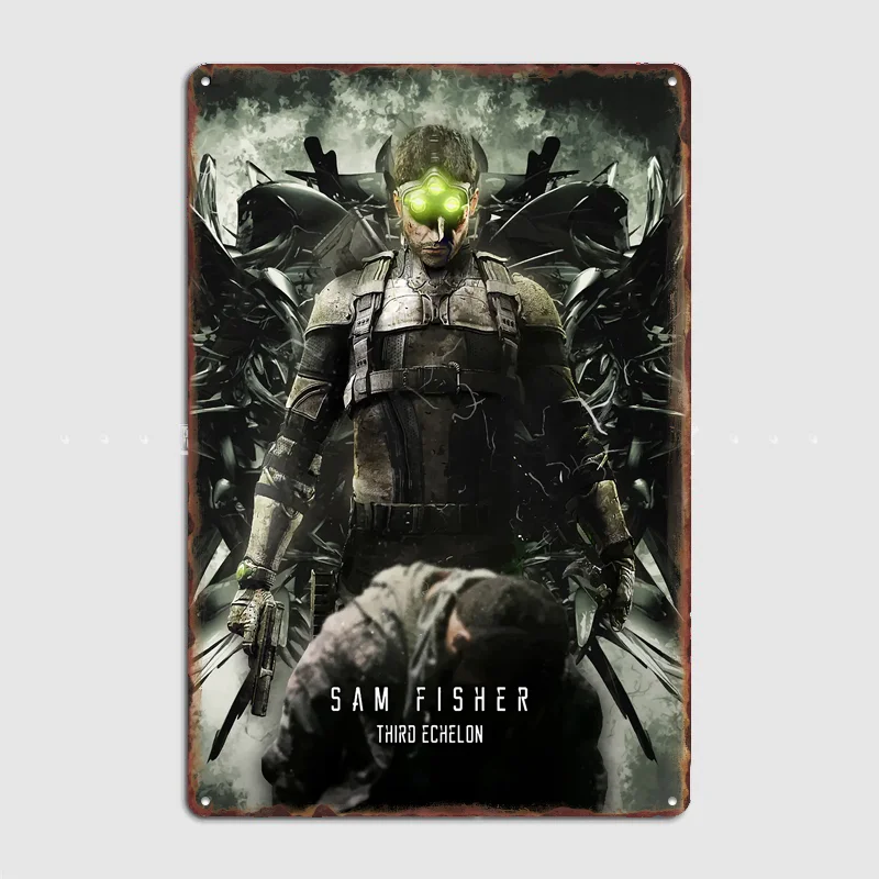 Splinter Cell Sam fisher Poster Metal Sign Life Wall Custom Bedroom Indoor Home Wall Decor Posters Room Decoration