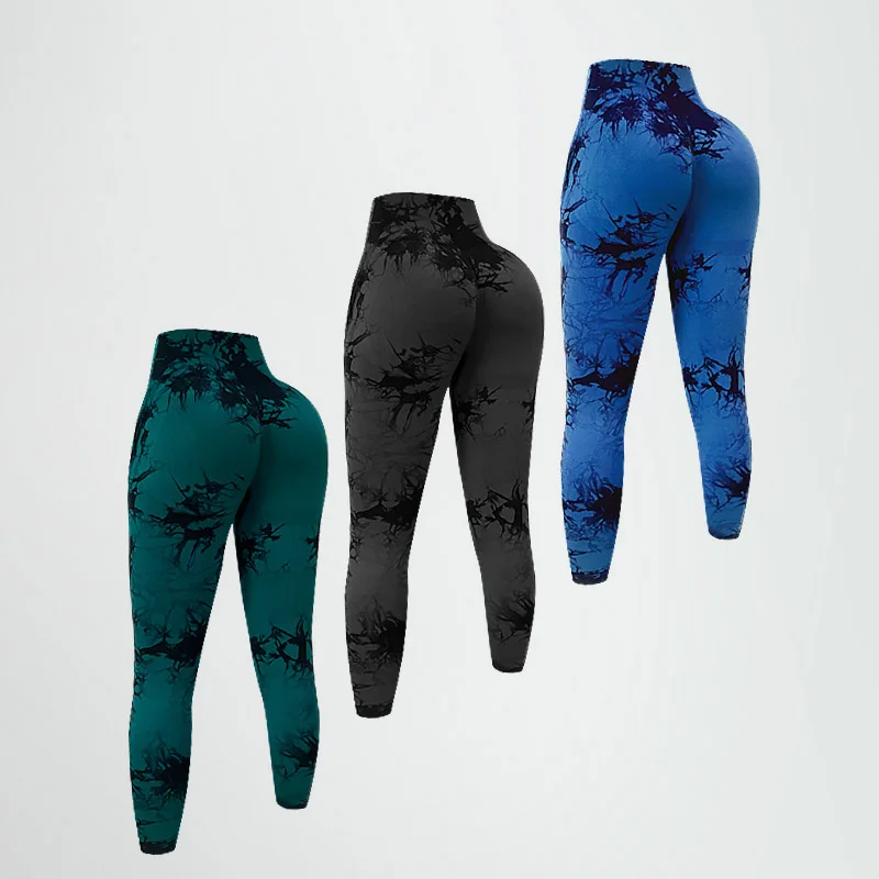 

Women's High Waist Yoga Pants Tie Dye Seamless Leggings, Compression Hip Lifting Stretch Leggings