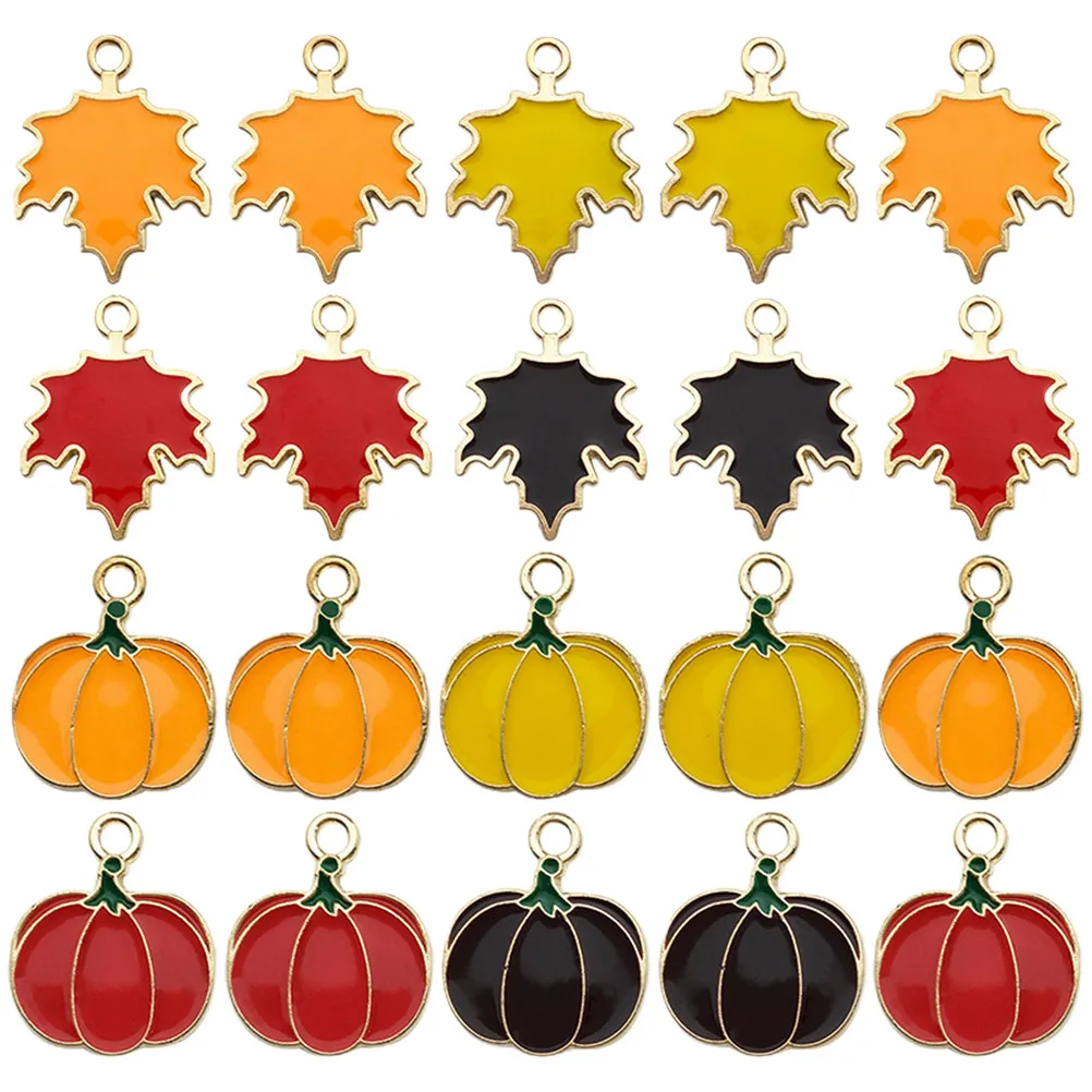 Mini Pumpkin Charms 32pcs for Jewelry Making, DIY Halloween Fall Pendants & Craft Projects, Metal Alloy