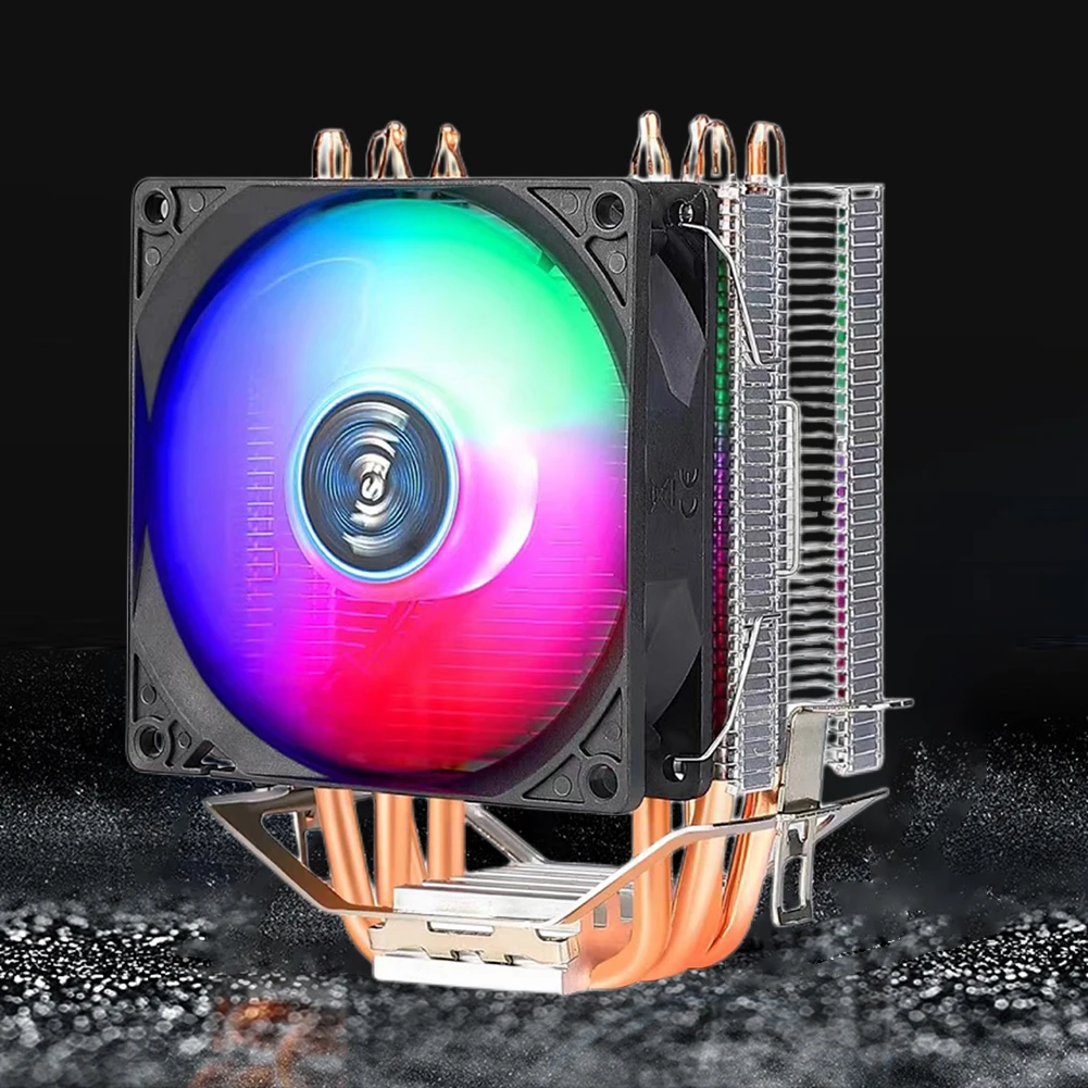Ventilador rgb com 4 heat pipe, 9cm, com rolamentos hidráulicos, efeito de luz colorido, acessórios de computador, intel, amd